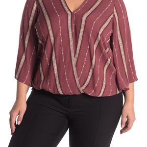 City Chic Floral Stripe Print  Top Size 14